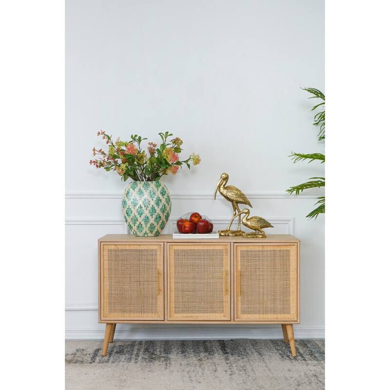 Brown Wooden Accent TV Cabinet with Three Doors