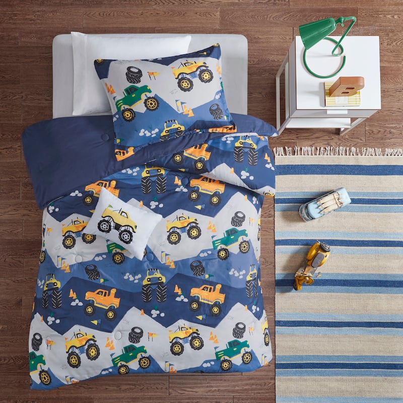 Mi Zone Kids Gavin Monster Truck Blue Comforter Set