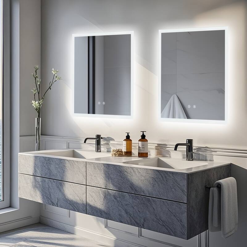 Rectangle Wall LED Bathroom Mirror Backlight Anti-fog Makeup Mirror Horizontal or Vertical