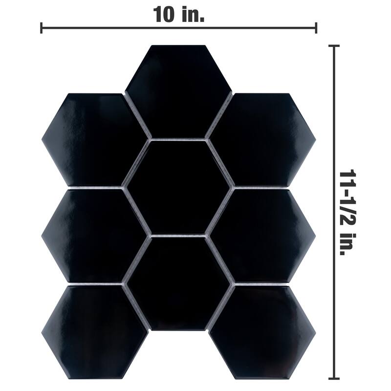 Merola Tile Metro Super Hex Series 10" x 11-1/2" Porcelain Mosaic Tile