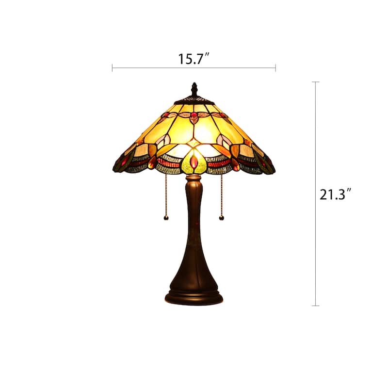 Tiffany-Style Floral Design 2-light Dark Bronze Table Lamp