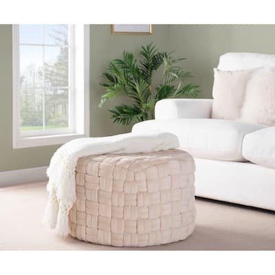Silver Orchid Camilla Braided Round 24" Ottoman