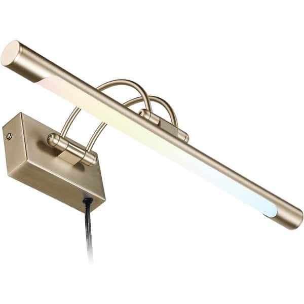 slide 2 of 10, 15.75" 3CCT Dimmable LED Picture Light, Antique Brass Swivel Metal Artwork Lamps, Plug-in & Hardwired, CRI 90 - 15.75 Antique Brass