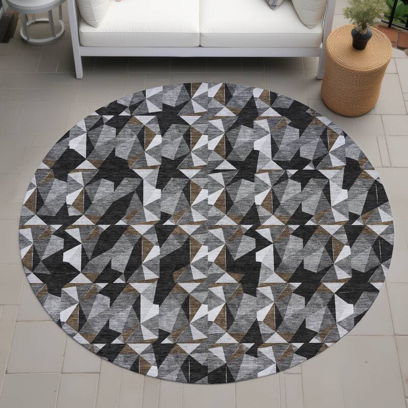 Machine Washable Indoor/ Outdoor Chic Hooper Chantille Rug - Black - 8' x 8'