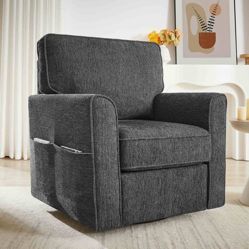 33"W 360 Swivel Modern Barrel Chair Accent Chair - Grey