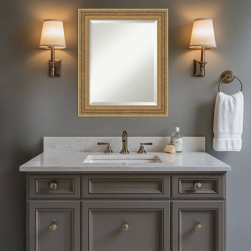 Elliot Gold Beveled Framed Bathroom Vanity Wall Mirror - Elliot Gold