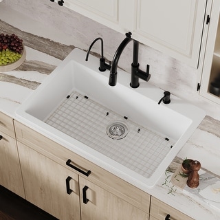 Karran QT-812 Top Mount 33 in. Large Single Bowl Quartz Kitchen Sink Kit