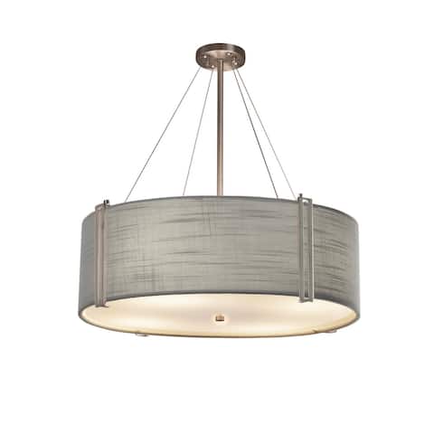 Textile? Reveal 48-inch Brushed Nickel Drum Pendant, Gray Shade