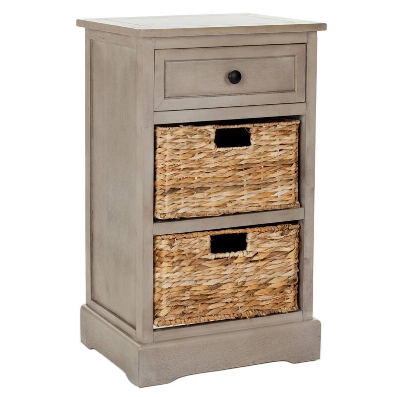SAFAVIEH Alverta Grey 3-Drawer Storage Table - 15.9" x 13" x 27.6" - 16Wx13Dx26H