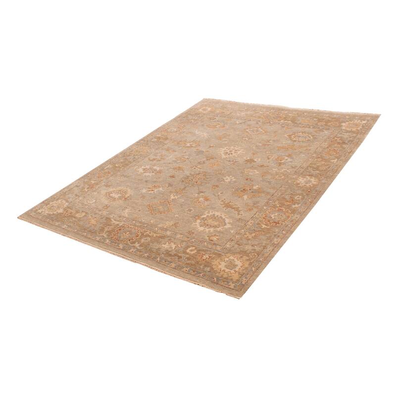 ECARPETGALLERY Hand-knotted Oushak Grey Wool Rug - 8'1 x 9'10