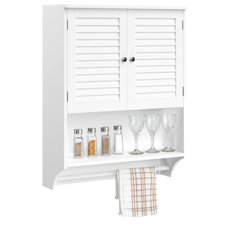 Lavish Home Wall-Mounted Bathroom Organizer or Over-the-Toilet Storage - White - Painted
