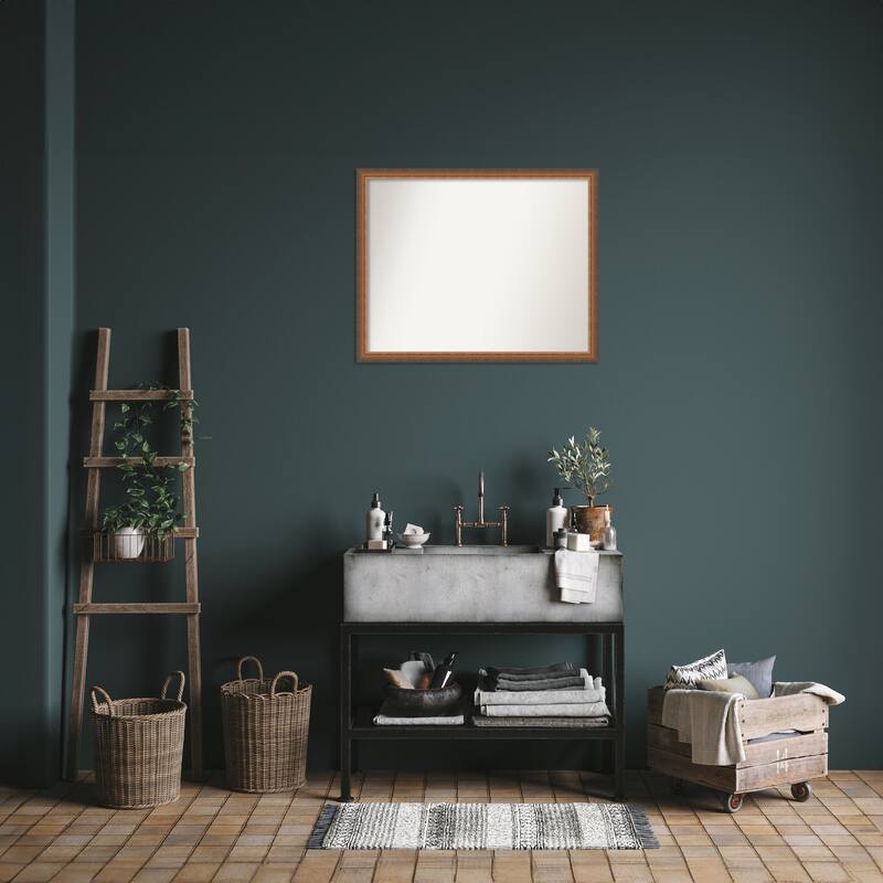 Two Tone Non-Beveled Wood Framed Bathroom Vanity Wall Mirror