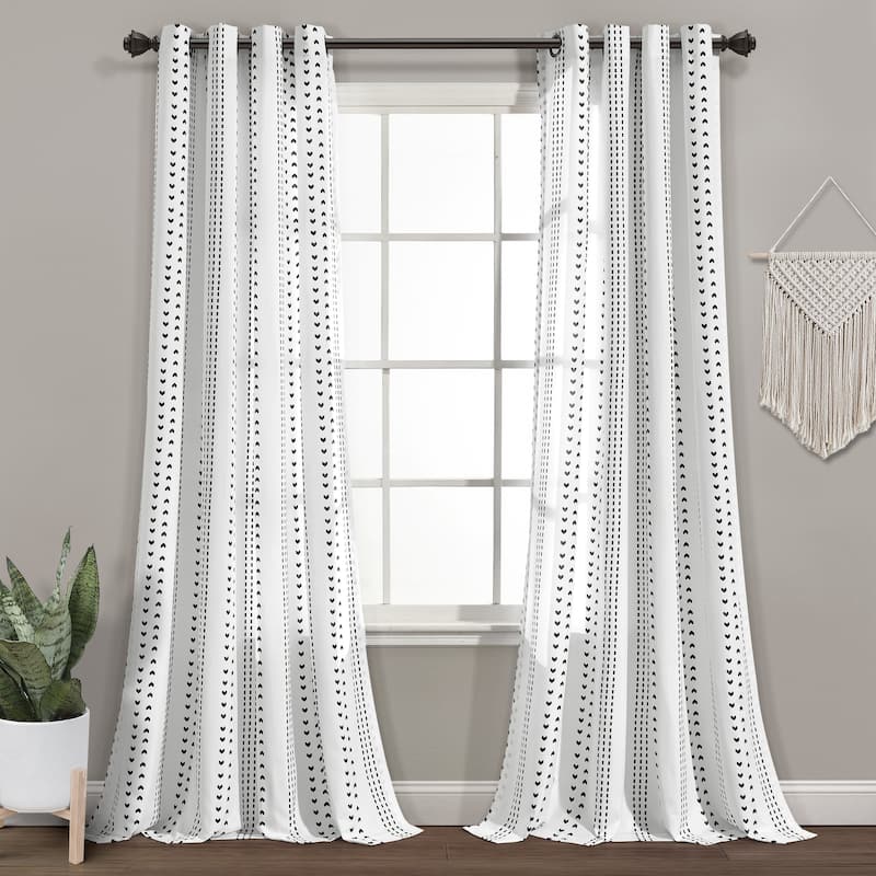 Lush Decor Hygge Stripe Window Curtain Panel Pair - 84" x 52" - Black & White