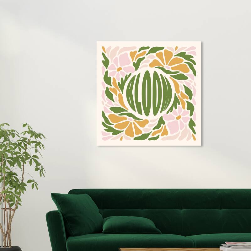 Wynwood Studio Canvas Floral and Botanical Bloom Pattern Green and Dark Green Modern & Contemporary Wall Art Canvas Print