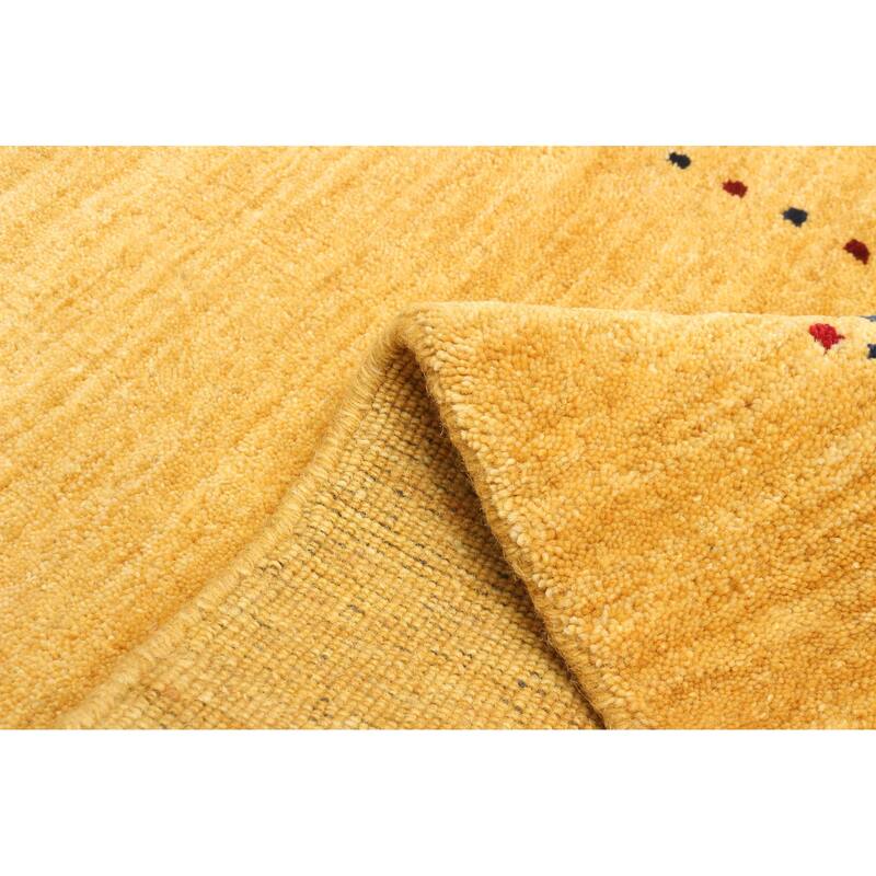 ECARPETGALLERY Hand Loomed Kashkuli Gabbeh Dark Gold Wool Rug - 2'4 x 7'9