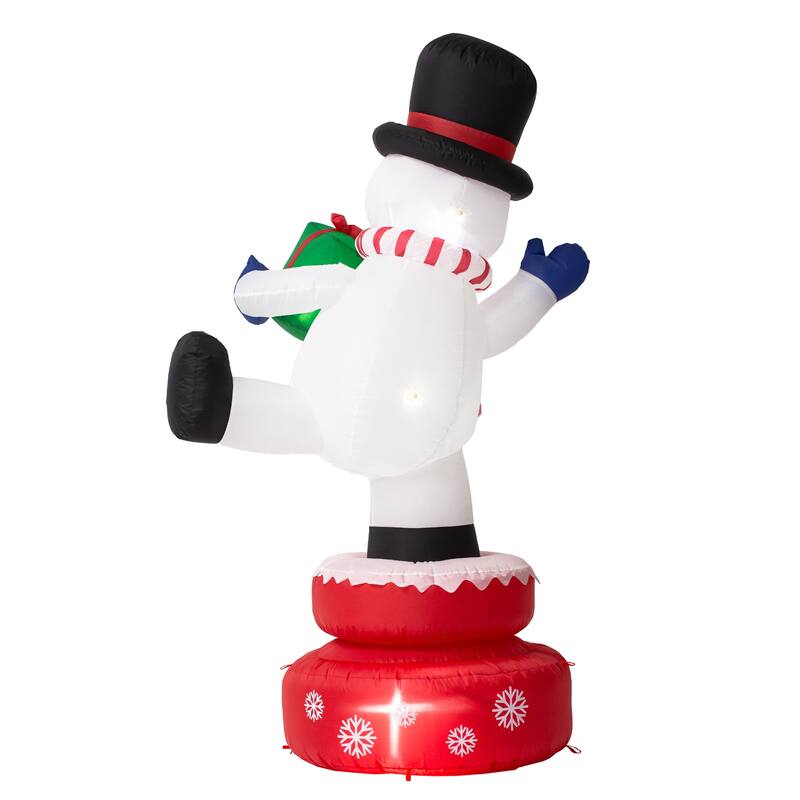 Glitzhome 6 FT Lighted Inflatable Rotating Snowman or Gingerbread Man Decor
