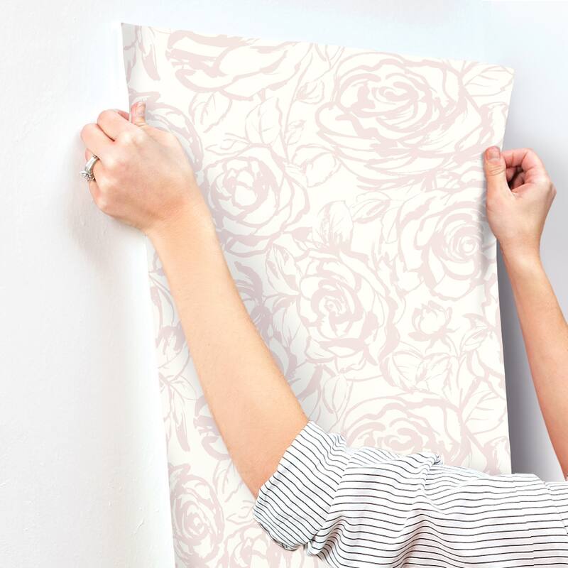 A-Street Prints Nelda Light Pink Rose Wallpaper