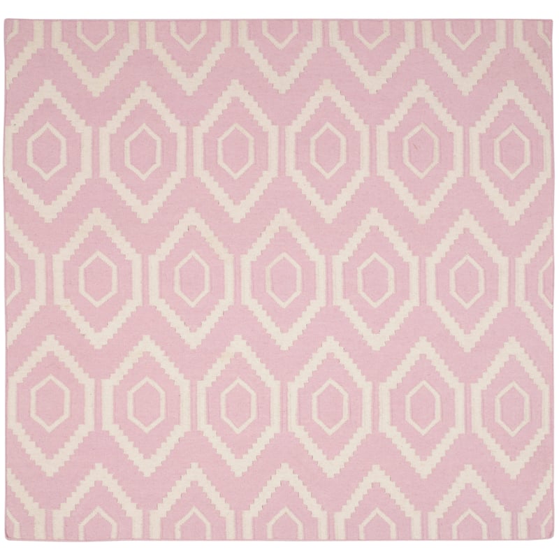 SAFAVIEH Handmade Flatweave Dhurries Roya Modern Moroccan Wool Rug - 8' Square - Pink/Ivory