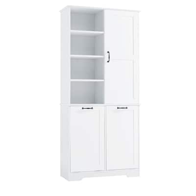 Bathroom Storage Cabinet with Doors and Drawers Tilt-Out Laundry Hamper Multiple Storage Space
