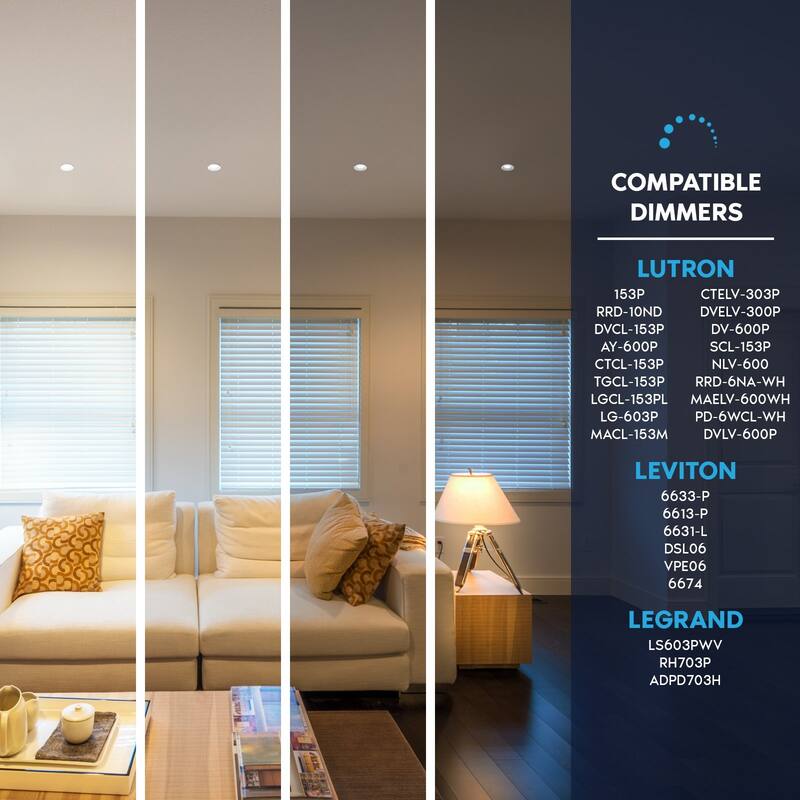 Luxrite 3 in. LED Recessed Ceiling Light J-Box 8W 5CCT 840 Lumens Dimmable Wet Rated IC Rated 4 Pack