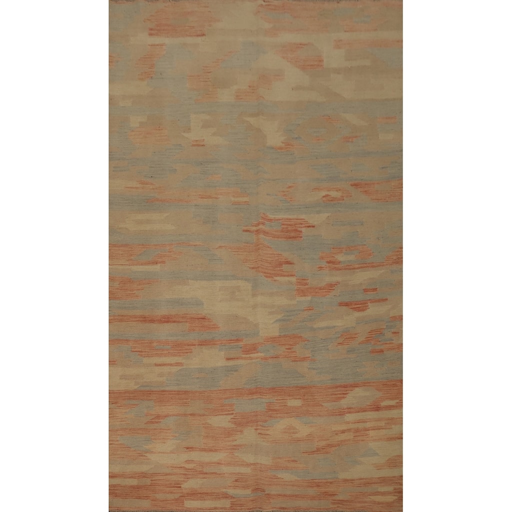Hand Woven Oriental 100% Wool Carpet Southwestern Modern Oranges & Rust Kilim Area Rug - 7' 10'' X 4' 9''