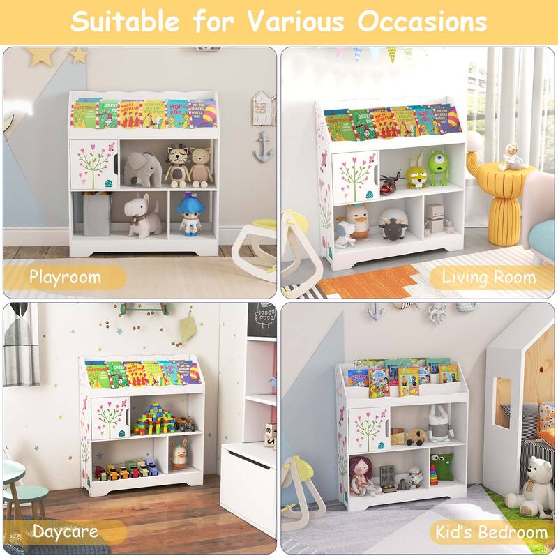 Costway Toy Storage Organizer 3-In-1 Kids Toy Shelf with Book Shelf, - See Details