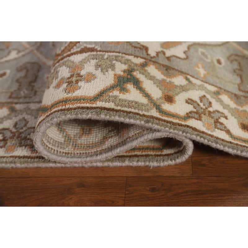All-Over Oushak Oriental Runner Rug Handmade Wool Carpet - 2'7"x 15'6"