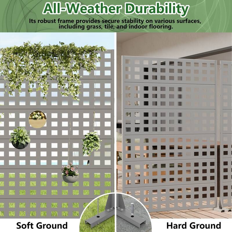 Outdoor Rectangle Privacy Screens Metal Screen Fence Panel Set of 2