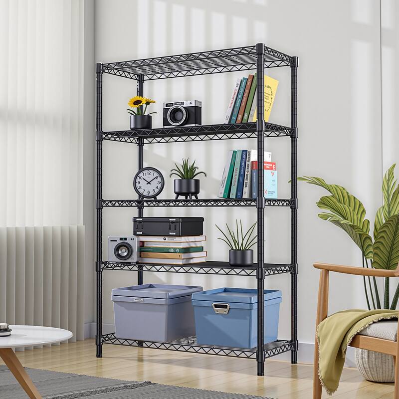 Steel Storage Shelving 5-Tier Utility Shelving Unit Steel Organizer Wire Rack for Home,Kitchen,Office,Garage, 1750 LBS Capacity
