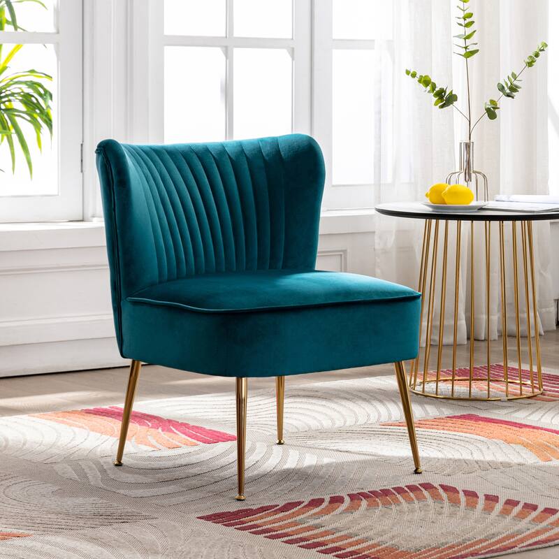 Heaven Contemporary Velvet Upholstered Accent Chair - Teal