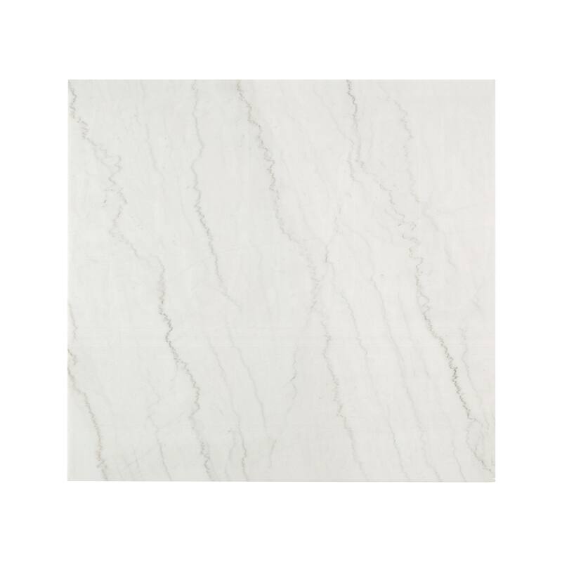 Square Natural Marble Counter Height Table with Double U-Shape Base in White and Espresso - White/Espresso