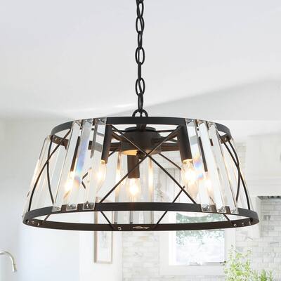 Black Modern Crystal 5-Light Chandelier Pendant Light