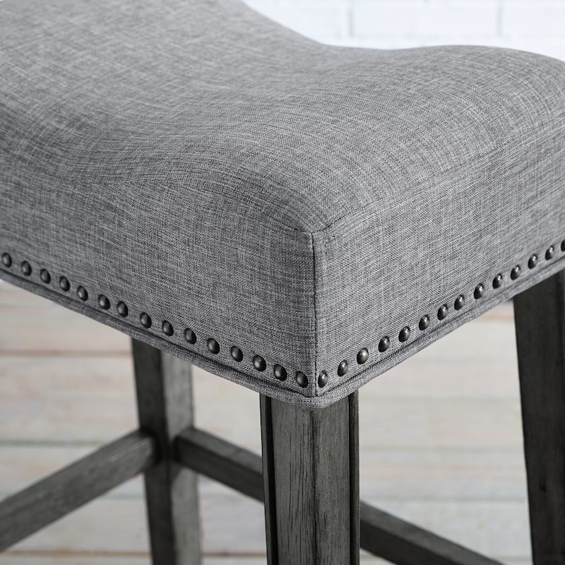 Upholstered Backless Saddle Seat Bar Stools (Set of 2)