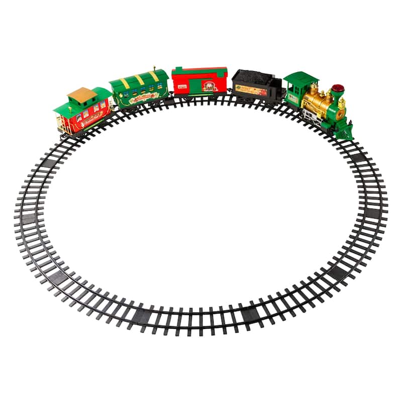21-Piece Battery Operated Lighted & Animated Christmas Express Train Set with Sound - 13.25"