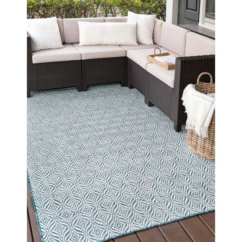 Outdoor Khence Collection Area Rug - Teal - 9'x12'