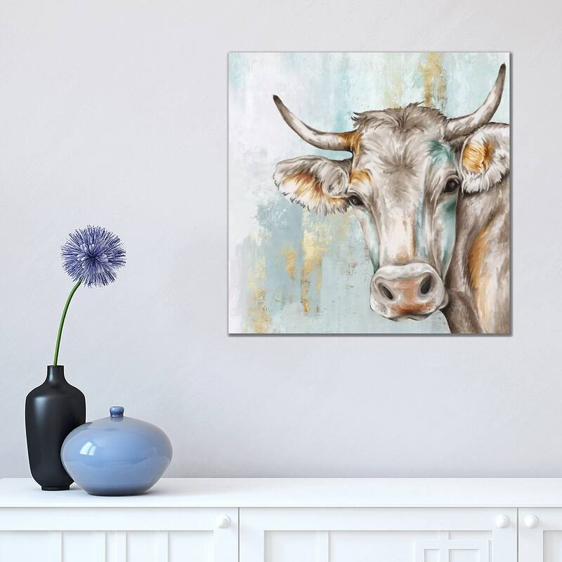 iCanvas "Headstrong Cow" by Eva Watts Canvas Print - 18x18x1.5
