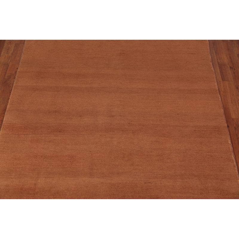 Gabbeh Modern Area Rug Handmade Oriental Orange Tribal Wool Carpet - 4'11" x 6'6"