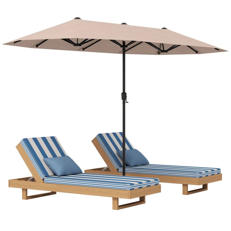 Gymax 13 FT Double-sided Patio Umbrella Outdoor Large Twin Size - Beige