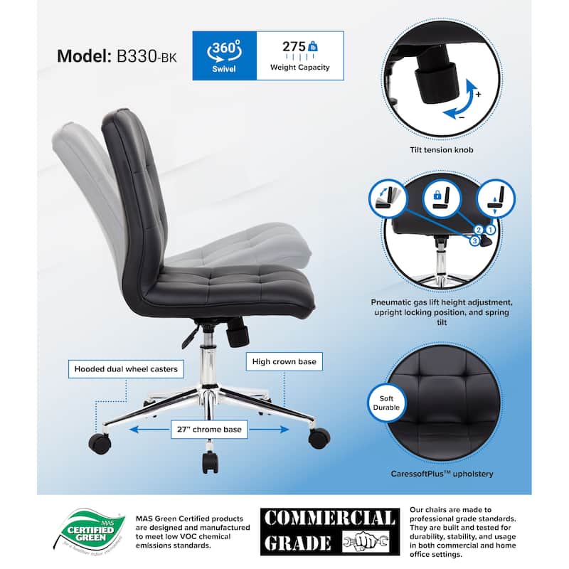 Porch & Den Reedy Modern Ergonomic Office Chair - Black