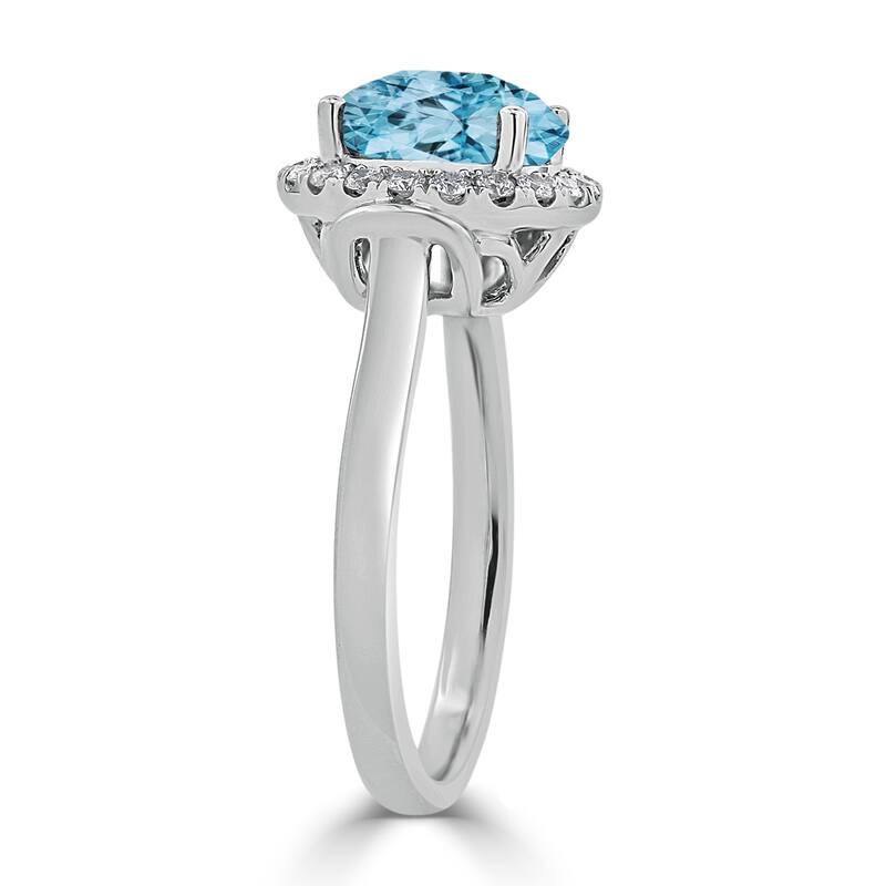 Auriya 3 5/8ct Round Sky Blue Topaz and Halo Diamond Engagement Ring 1/4ctw 14k Gold