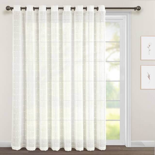Lush Decor Farmhouse Textured Grommet Sheer Window Curtain Panel Pair - 84" x 115" - White