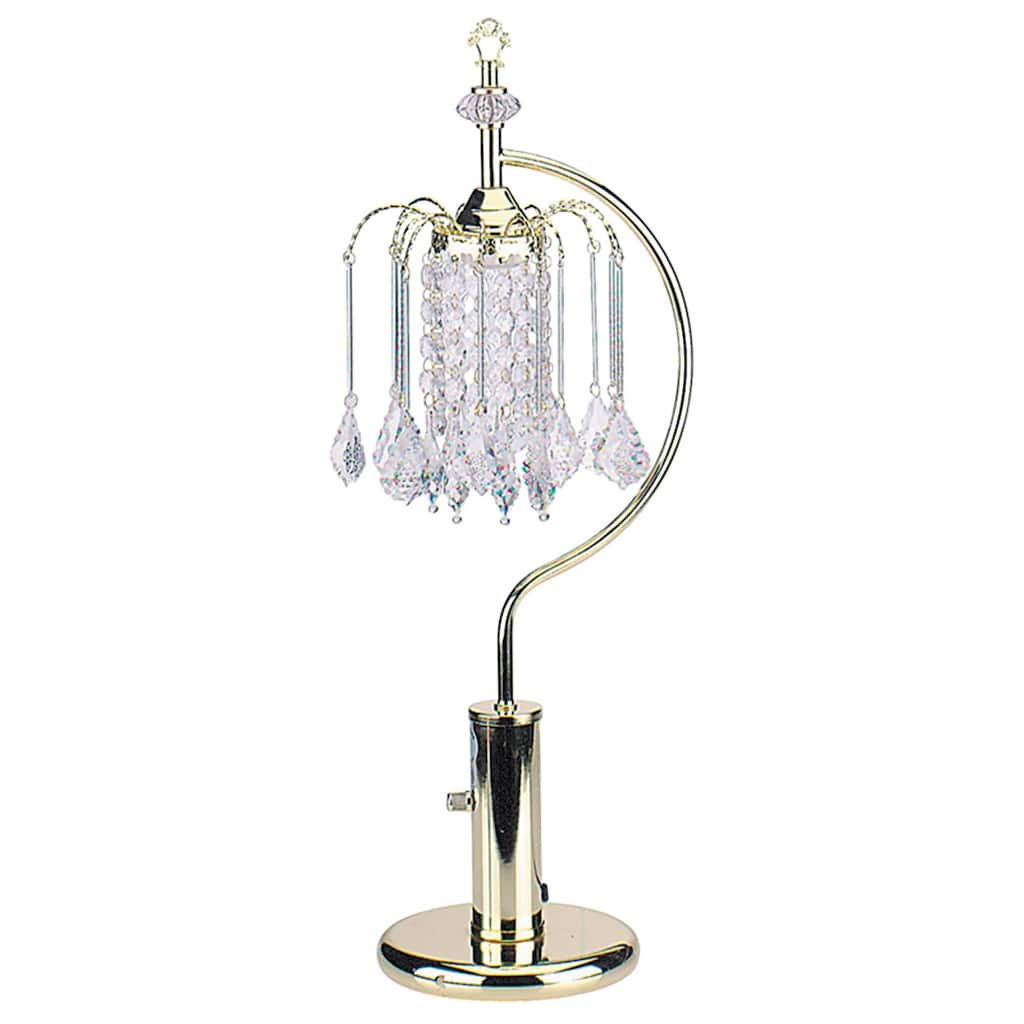 Gold Table Lamp - 27" Crystal Shade - Elegant Living Room Decor - Modern Bedroom Lighting