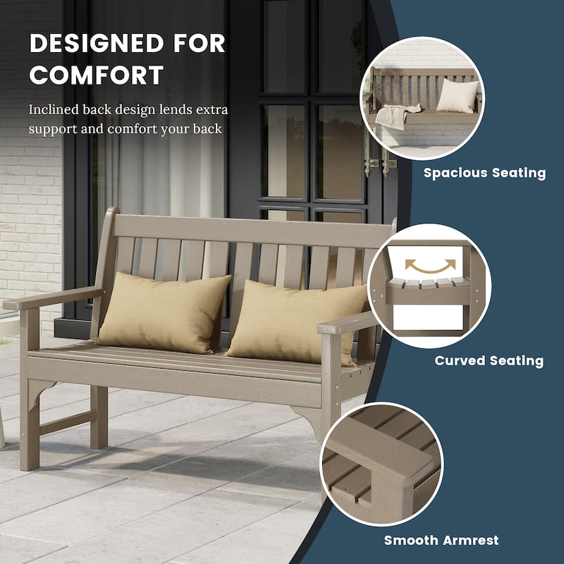Polytrends Laguna Outdoor Patio 4-Piece Garden Chair and Porch Bench Conversation Set