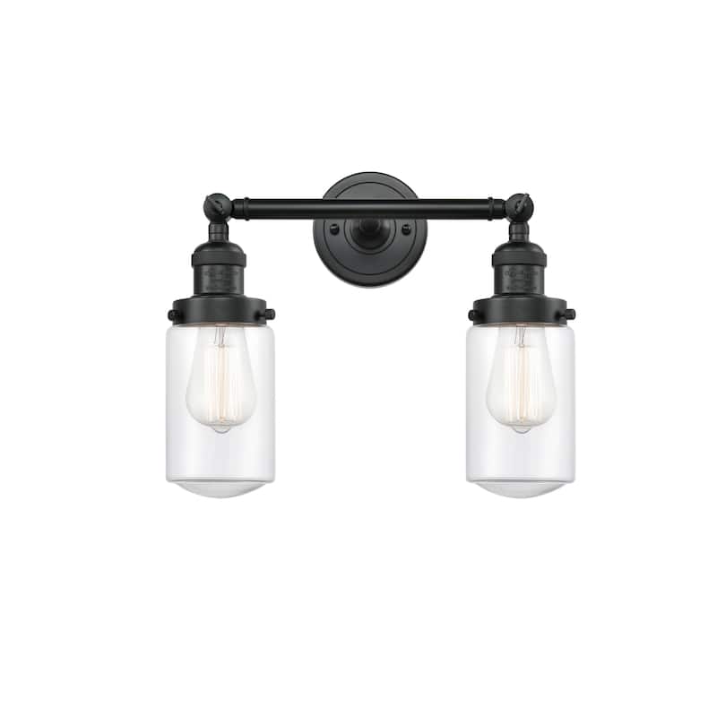 Innovations Lighting Dover 2 Light 14" Wide Bathroom Vanity Light - Matte Black / Clear