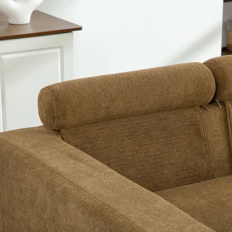 56.3" Wide Extra Large Chenille Sofa Bed, Sturdy Metal Legs, Strong Load-Bearing for Living Room, Bedroom, Apartment