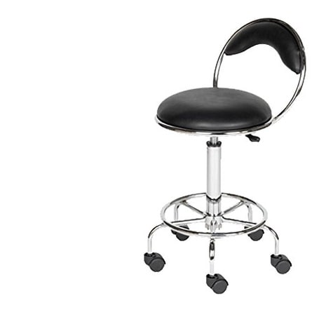 LCL Beauty Black Salon Stool with Back Support and Foot Rest