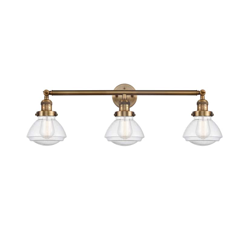 Innovations Lighting Olean 3 Light 31" Wide Bathroom Vanity Light - Brushed Brass / Seedy