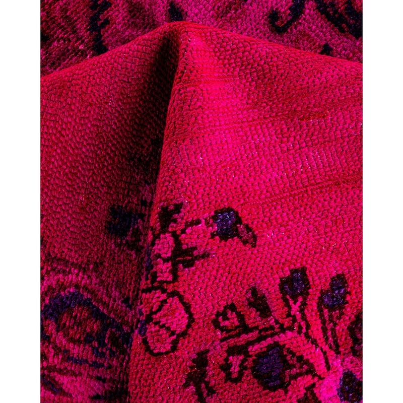 Overton Hand Knotted Wool Vintage Inspired Modern Contemporary Overdyed Pink Area Rug - 7' 1" x 8' 5"