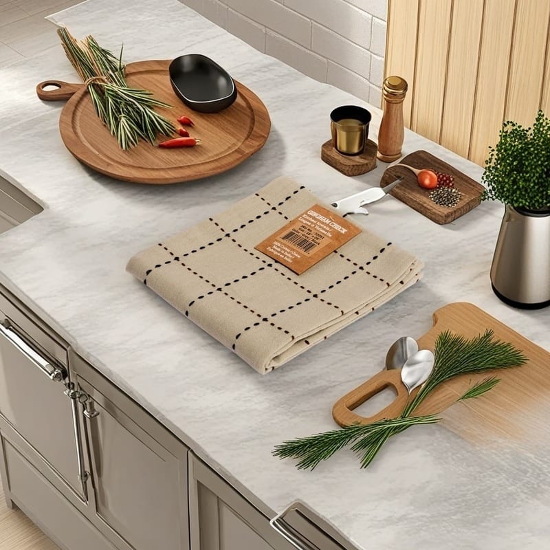 Gingham Check Kitchen Towel Set of 4