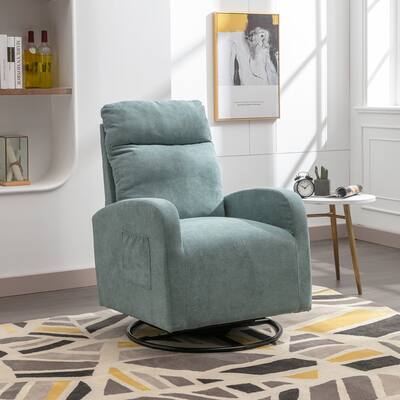 Light Blue 26.77" High Back Upholstered Swivel Glider Chair with Bag
